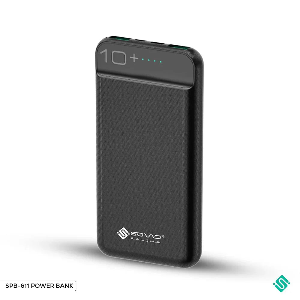 SOVO SPB-611 10000 mAh Power Bank  High-Capacity Backup • Slim Design • Reliable Charging